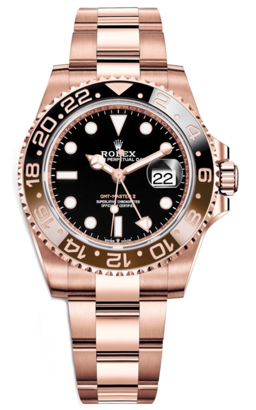 40MM 18KR PREOWNED GMT-MASTER II BLACK DIAL, BLACK/BROWN BEZEL, OYSTER BRACELET P-79205 S#U71849Y5