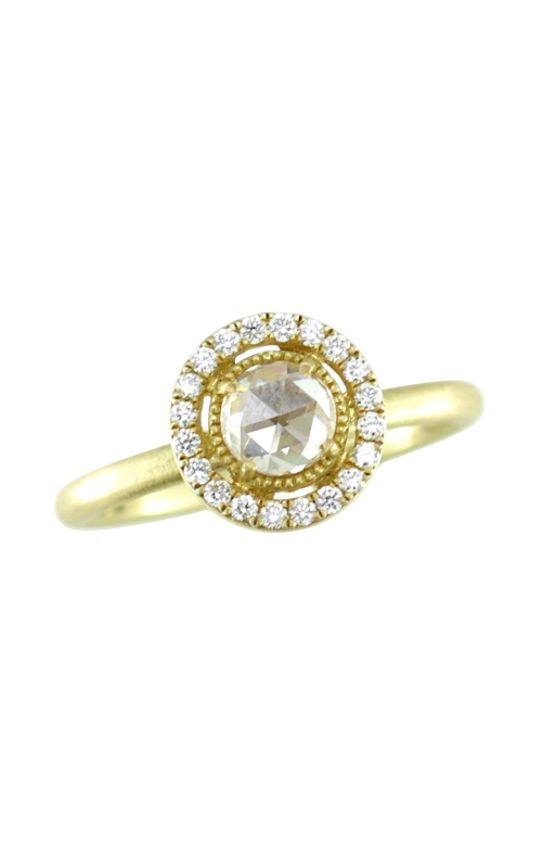 18KY 0.52CTW DIAMOND ENGAGEMENT RING WITH A ROUND CENTER ROSECUT CHAMPAGNE DIAMOND AND WHITE DIAMON