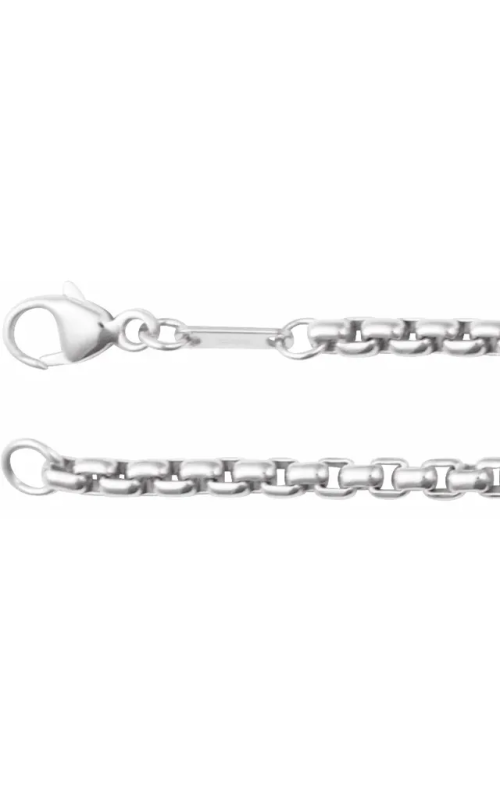 2.6 MM, STERLING SILVER ROUNDED BOX CHAIN, 24, LOBSTER CLASP