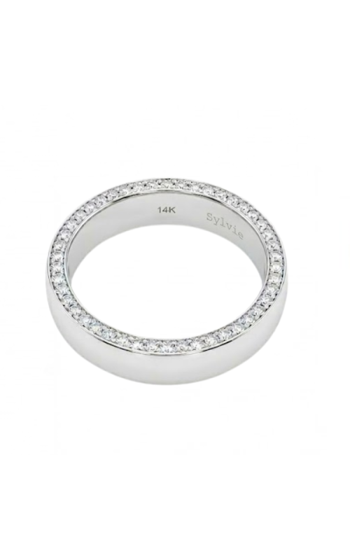 14KW DIAMOND EDGE WEDDING BAND, 114RDS=0.58CTW, SIZE 10 6.5MM