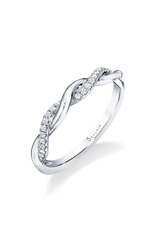 14KW DIAMOND SPIRAL WEDDING BAND, 28 RDS = 0.12CTW, SIZE 6.5