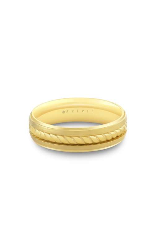 14KY WEDDING BAND, POLISHED BRAID CENTER, BRUSHED EDGES 6.5MM SIZE 10