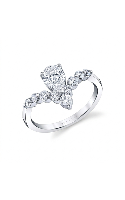 14KW 1.39CT PS ENGAGEMENT RING TIARA BAND, 9RDS=0.51CTW