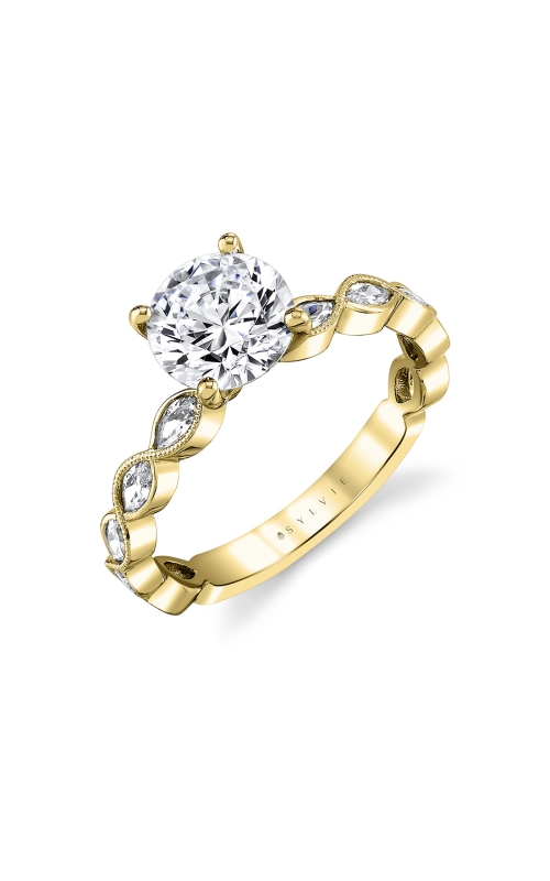 14KY IVY ENGAGEMENT RING, 3/4 BRAIDED ETERNITY BAND 10 RDS = 0.54CTS, 1.50CT CENTER CZ, SIZE 6.5