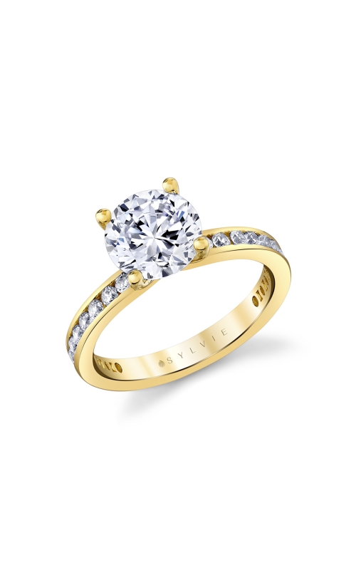 14KY 4 PRONG 3/4 ETERNITY ENGAGEMENT RING, 24RDS=0.48CTW, 2CT CENTER ROUND CZ, SIZE 6.5