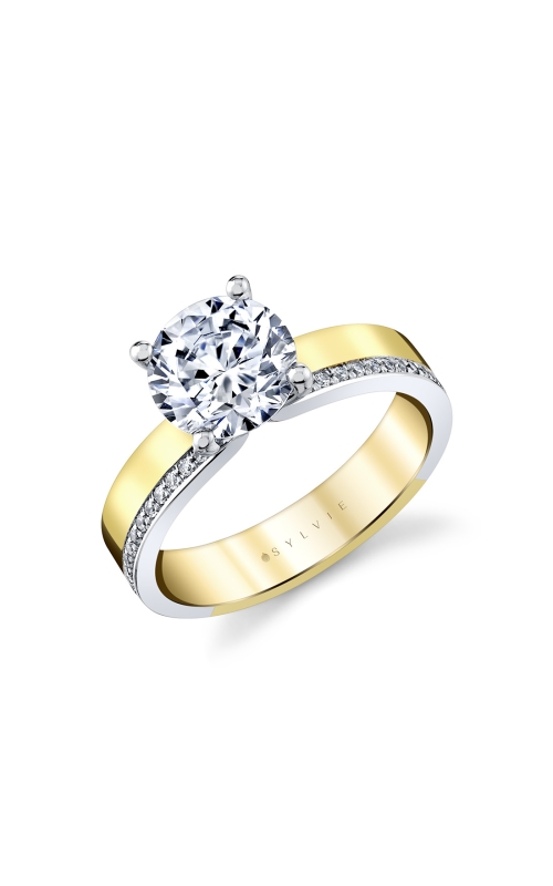 14KY/WG 4 PRONG SIDE PAVE EDGE ENGAGEMENT RING, 38RDS=0.17CTW, 2CT CENTER ROUND CZ, SIZE 6.75