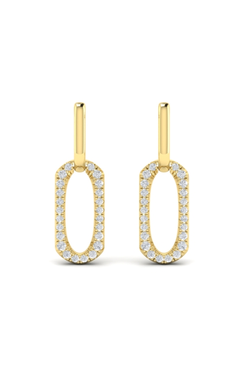 14KY DIAMOND NORTH SOUTH OPEN OVAL PENDANT LINK EARRINGS, 48 DIAS RDS = 0.61CTW