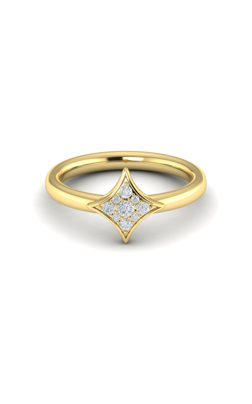 14KY SIGNET RING, STAR EMBLEM 9RDS=0.15CTW