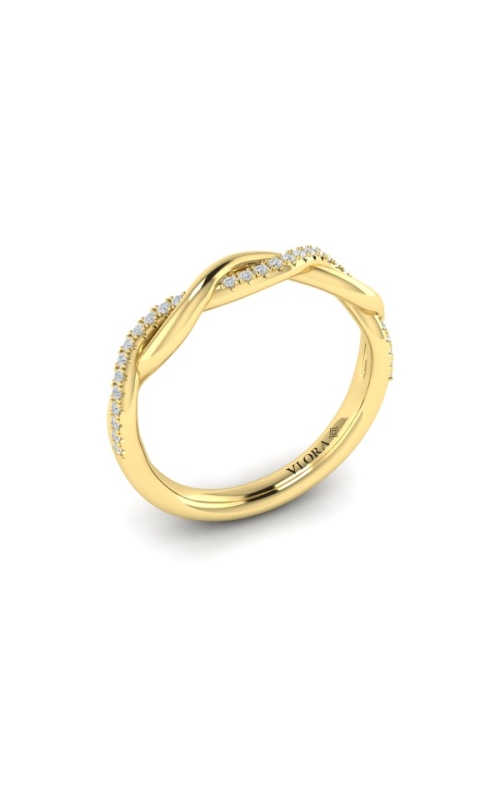 14KY DIAMOND WEAVED STACKABLE WEDDING BAND, 30 RDS = 0.10CTW, SIZE 6.5