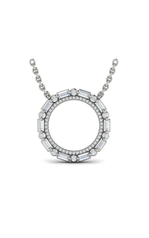 14KW OPEN CIRCLE PENDANT, W/ ATERNATING RDS AND BAGS, 60DIA=0.46CTW, ON 18 CHAIN, LOBSTER CLASP