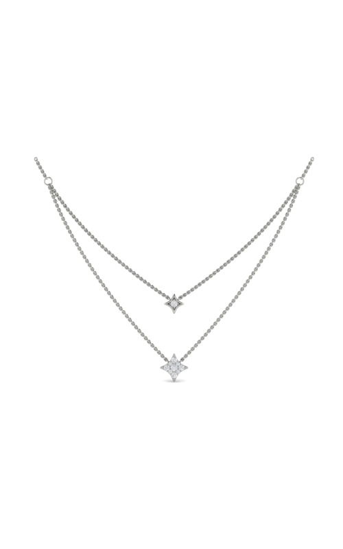 14KW  DOUBLE STRAND STAR DESIGN PENDANTS, W/ 10RDS=0.32CTW, LOBSTER CLASP, 20