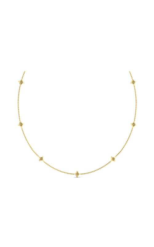 14KW DIAMOND STATION NECKLACE, 7 STAR DESIGN DIAMOND STATIONS, 7RDS=0.38CTW, 18 CHAIN