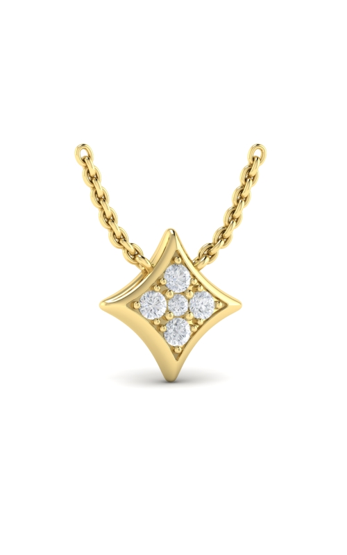 14KY STAR DESIGN PENDANT, 5RDS=0.17CTW, 16 CHAIN, LOBSTER CLASP