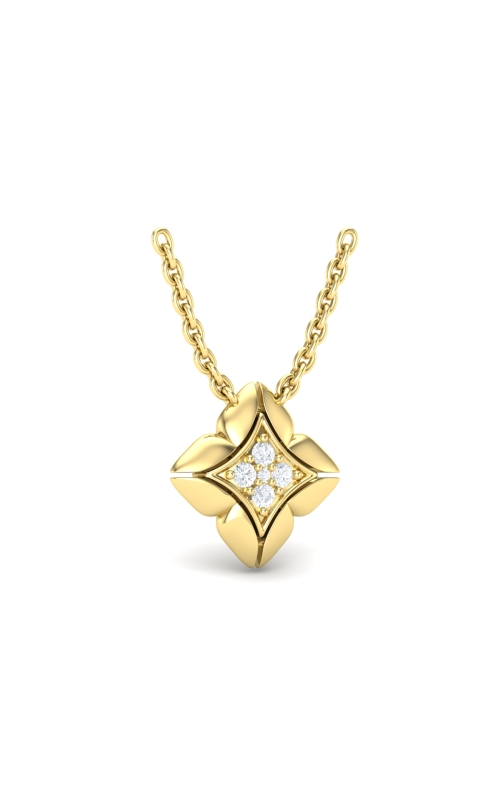 14KY BEVELED STAR PENDANT W/ 5RDS=0.12CTW. ON AN 18 CHAIN , LOBSTER CLASP