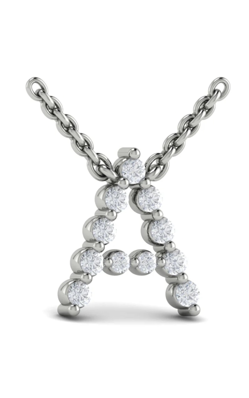 14KW DIAMOND INITIAL PENDANT, 11RDS=0.21CTW, LETTER A, 18 CHAIN, LOBSTER CLASP