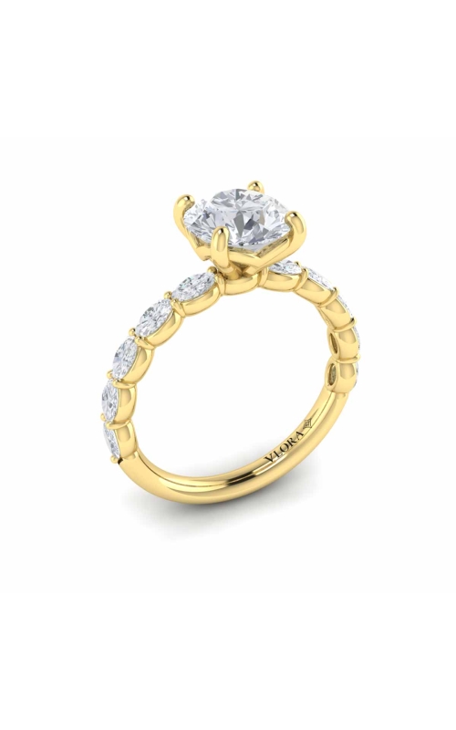 14KW ENGAGEMENT RING, MILGRAIN DESIGN SHANK, HALFWAY ETERNITY 10RDS=0.79CTW, CZ CNTR STONE