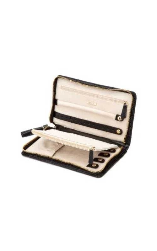 LEATHER CAROLINE JEWELRY PORTFOLIO BLACK 8.5 L X 5 W X 1.25 H