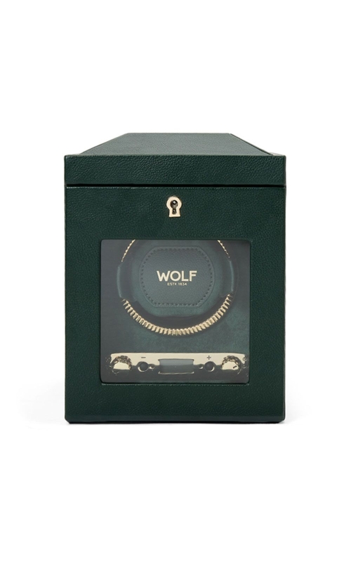 WOLF BRITISH RACING SINGLE WATCH WINDER GREEN, NO STORAGE 7.75 L x 7.25 W x 8 H