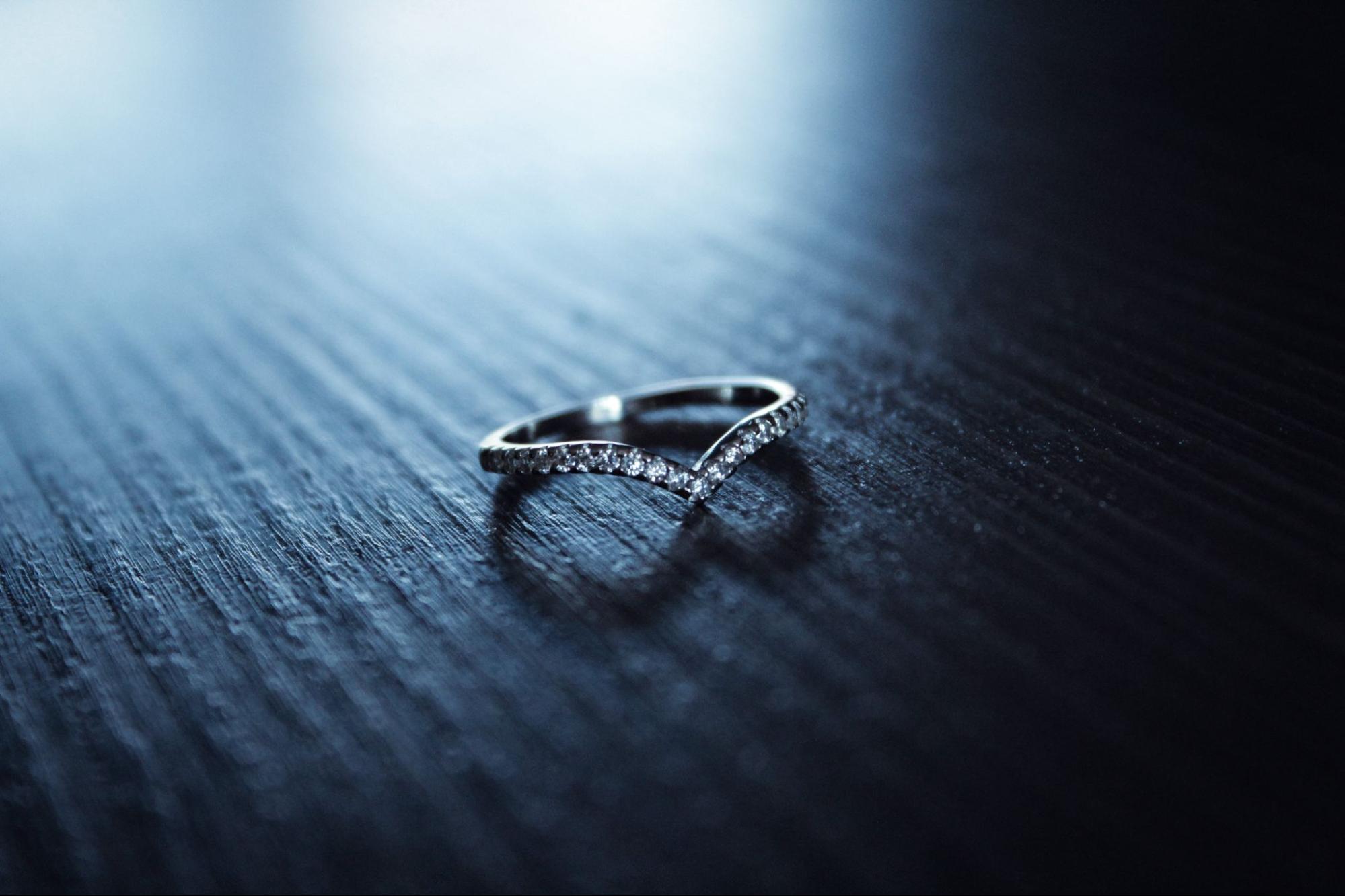 Engagement ring on a table