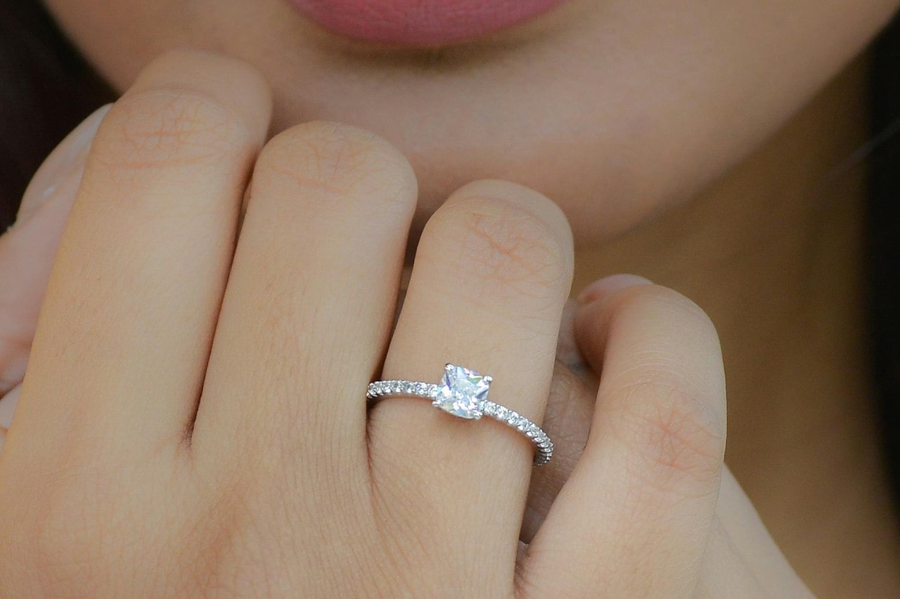 Woman wearing an engagement ring